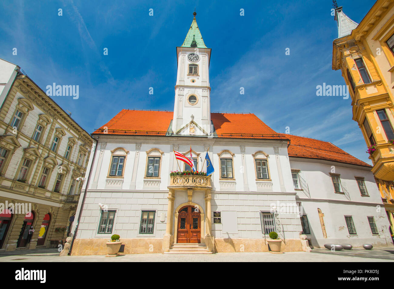 Palazzo del Municipio sul re Tomislav Square in Varazdin Croazia Foto Stock