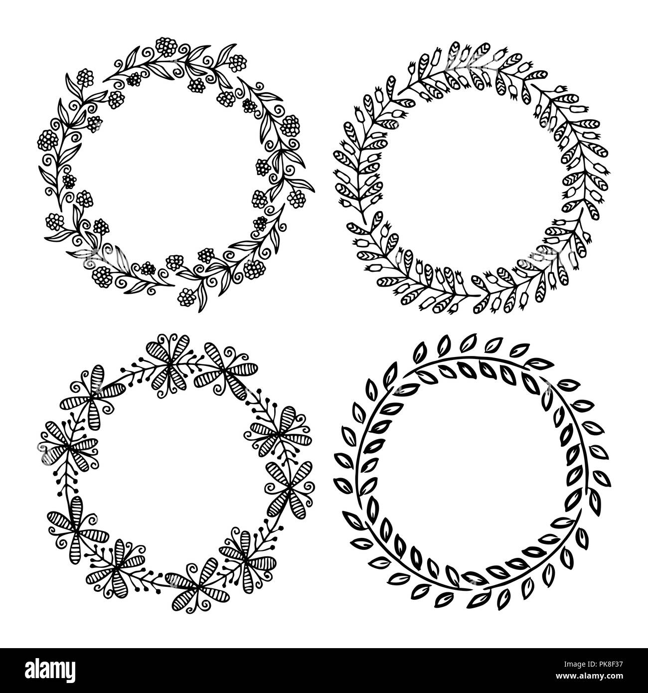 Disegnata a mano illustrazione vettoriale - allori e ghirlande. Gli elementi di design per gli inviti, biglietti di auguri, citazioni, blog, poster e altro ancora. Perfetto per noi Illustrazione Vettoriale