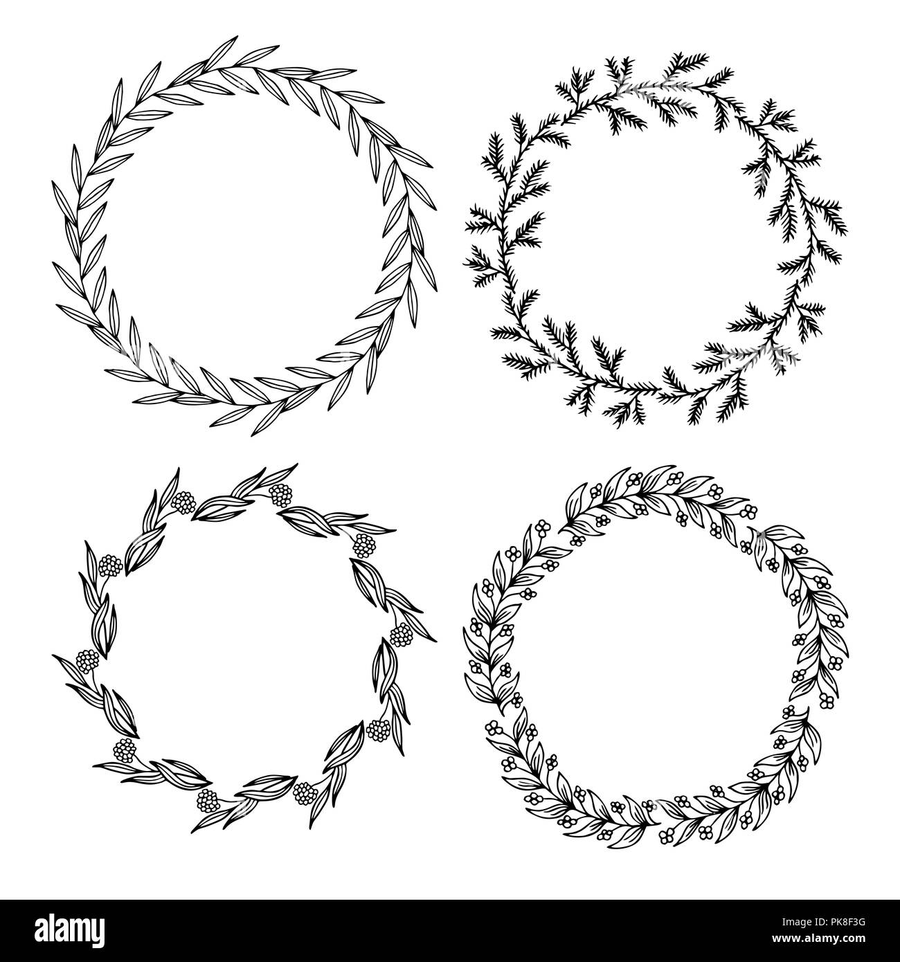 Disegnata a mano illustrazione vettoriale - allori e ghirlande. Gli elementi di design per gli inviti, biglietti di auguri, citazioni, blog, poster e altro ancora. Perfetto per noi Illustrazione Vettoriale