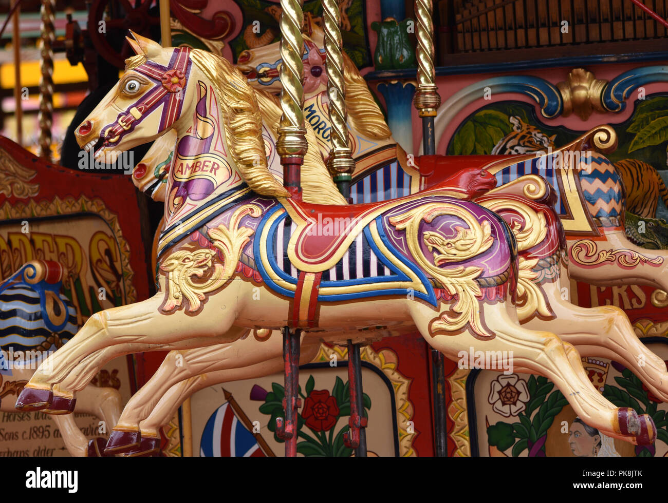 Victorian Giostra cavalli Foto Stock