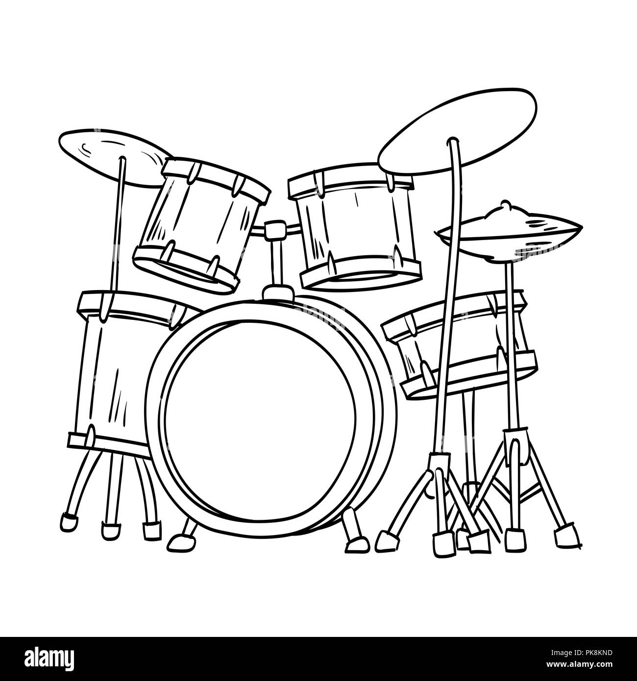 Illustrazione del tamburo, isolati su sfondo bianco - disegnata a mano illustrazione. Illustrazione Vettoriale