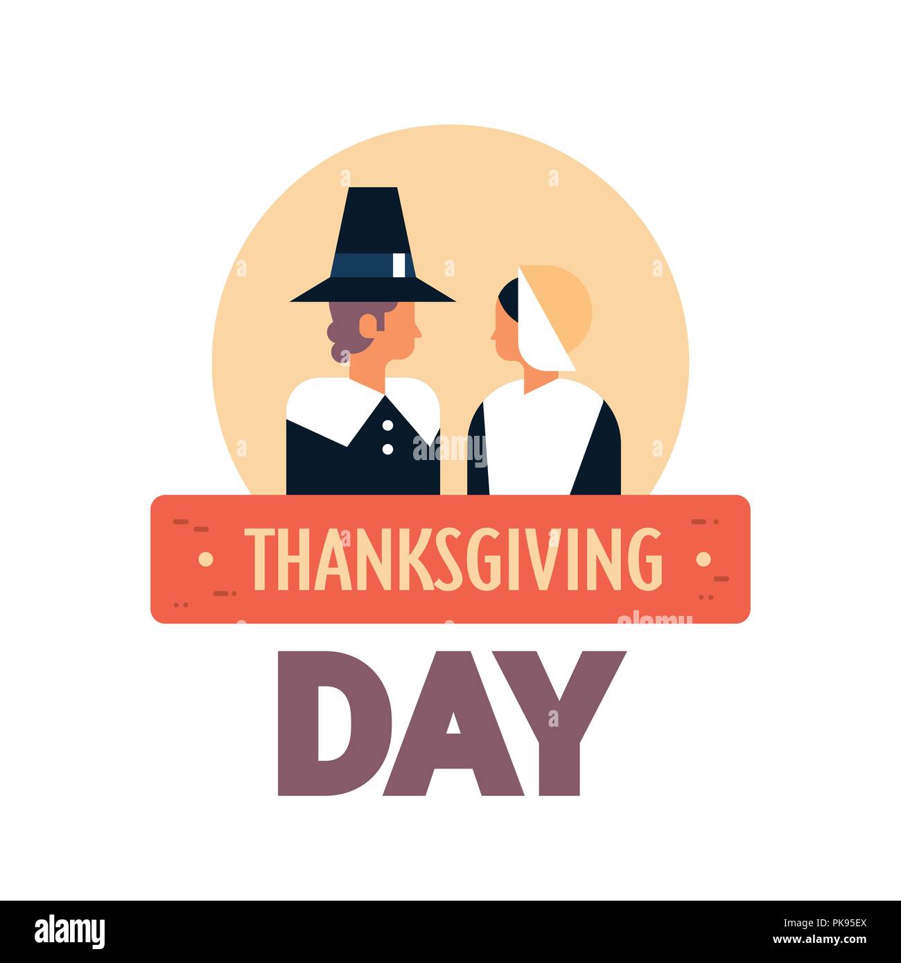 Native American giovane la Giornata del ringraziamento concetto biglietto di auguri uomo donna che indossa abiti tradizionali poster personaggio dei fumetti ritratto piatto isolato Illustrazione Vettoriale