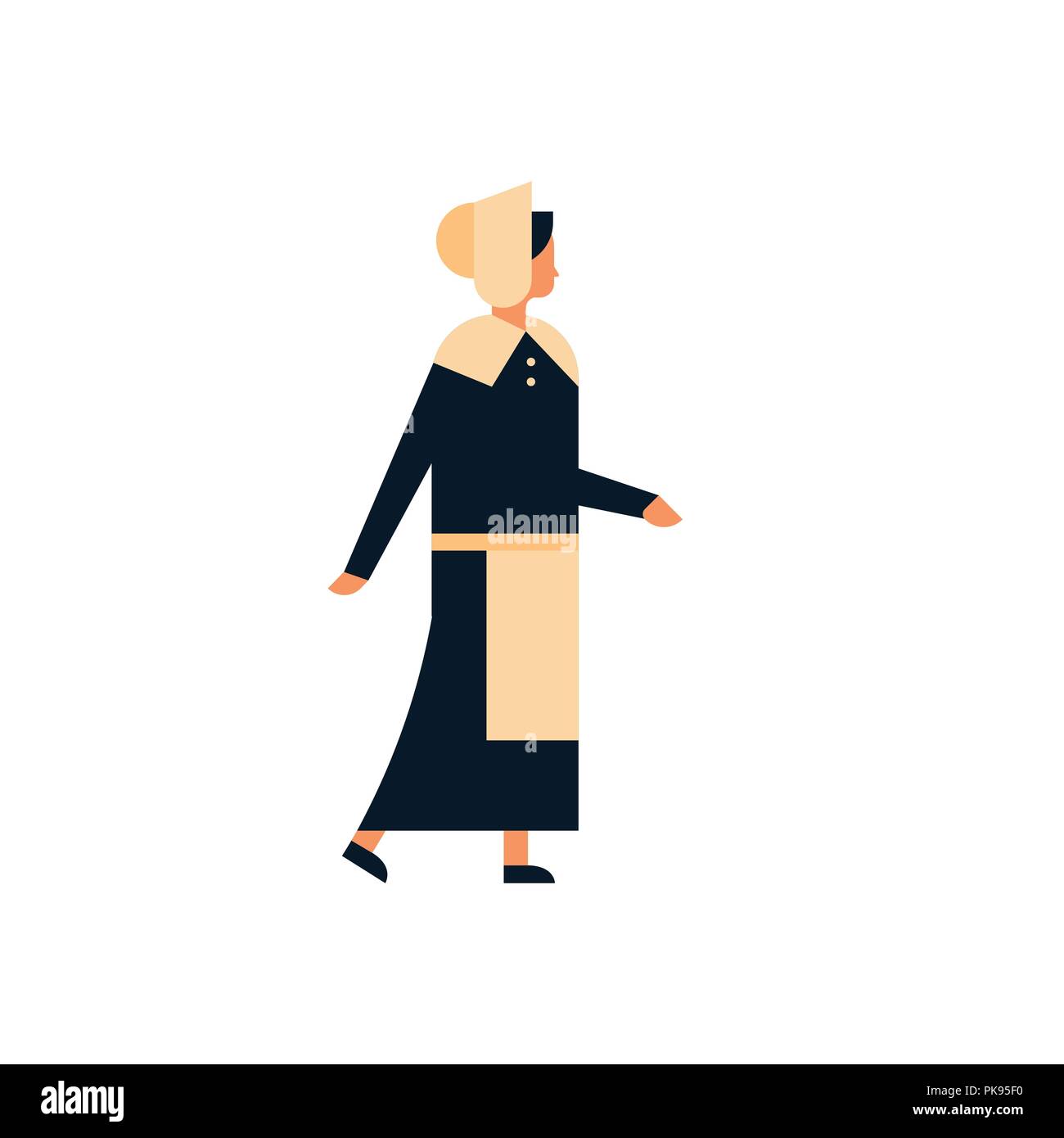 Native American donna giorno del ringraziamento concetto lady indossando abiti tradizionali femmina personaggio dei cartoni animati a lunghezza piena piatta isolata Illustrazione Vettoriale