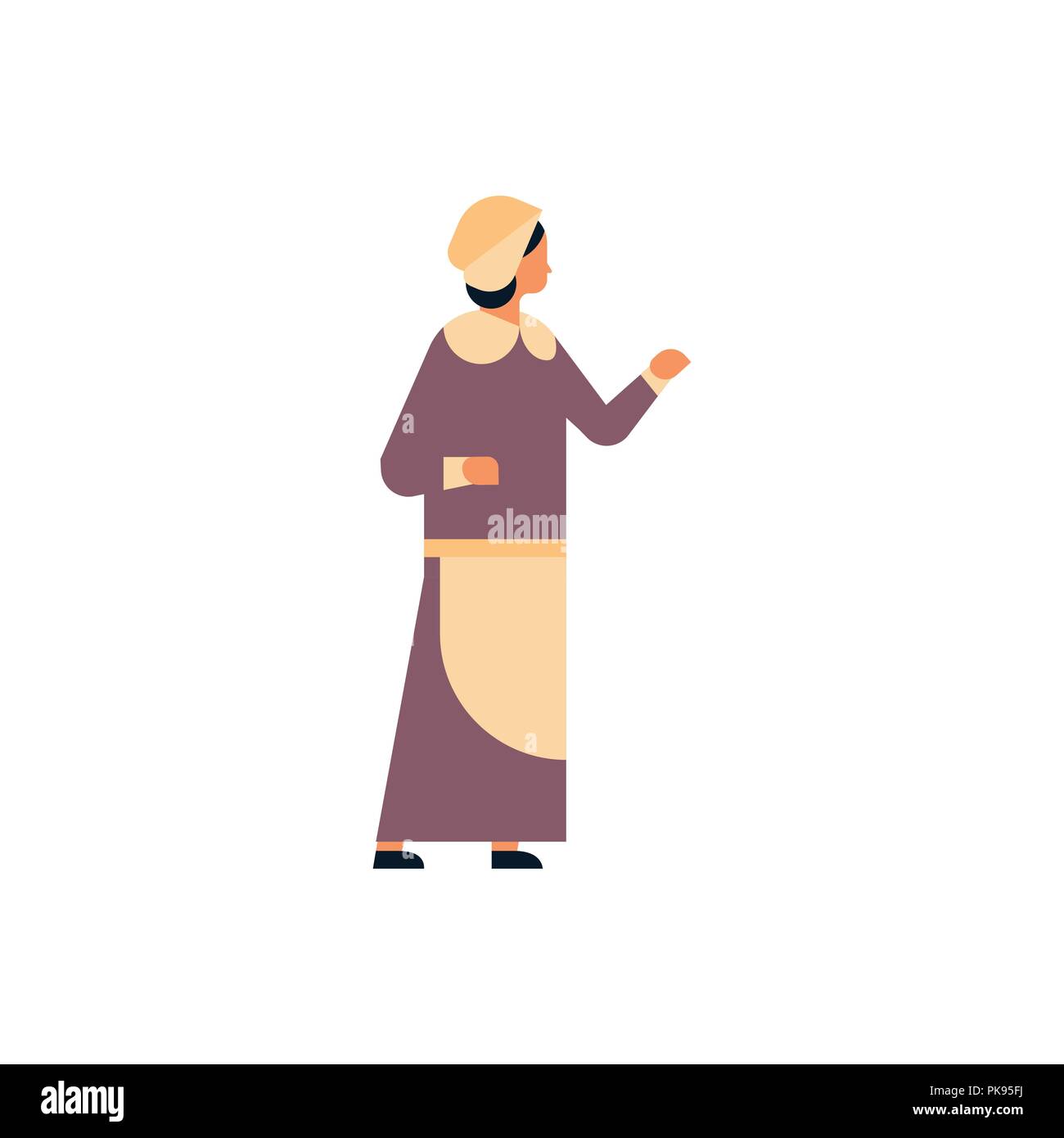 Native American donna giorno del ringraziamento concetto lady indossando abiti tradizionali femmina personaggio dei cartoni animati a lunghezza piena piatta isolata Illustrazione Vettoriale