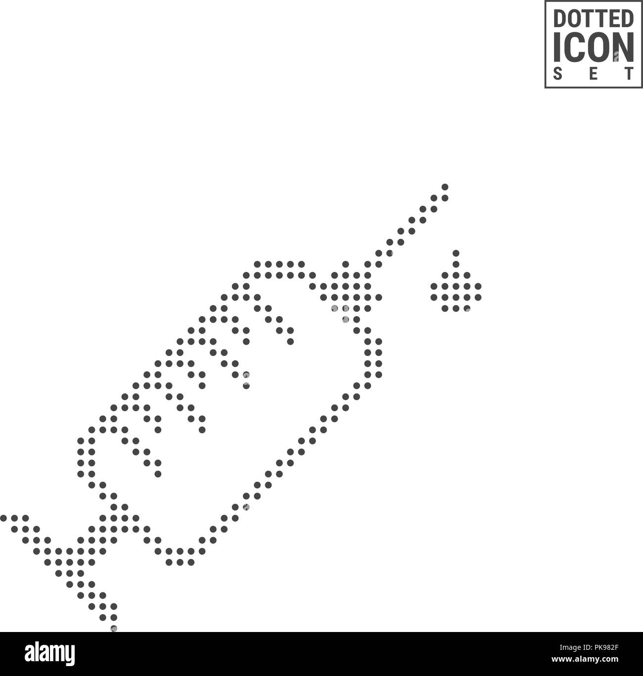 Siringa modello a punti e la relativa icona. Iniettore Icona punteggiata isolato su bianco. Sfondo vettoriale, Design modello. Può essere utilizzato per la pubblicità, web e mobile UI. Illustrazione Vettoriale