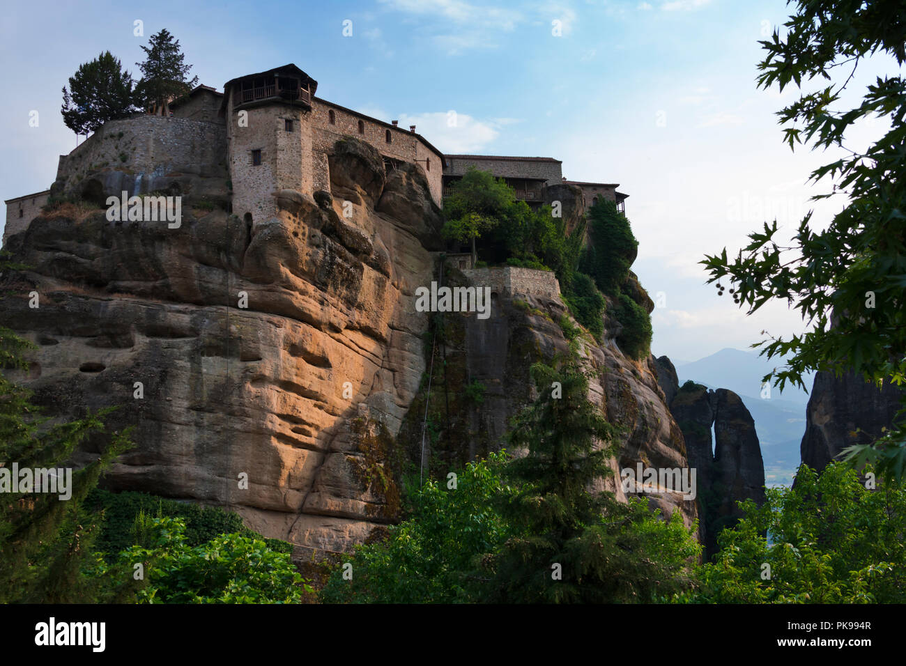 Monastero di grande Meteoron, Meteora, Grecia (Patrimonio Mondiale dell'UNESCO) Foto Stock