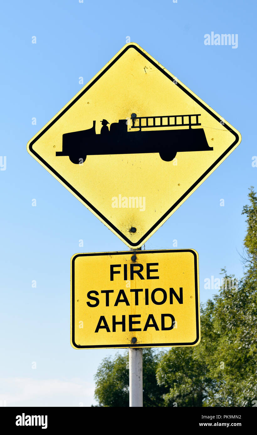 Stazione dei vigili del fuoco segno, Union City, California Foto Stock