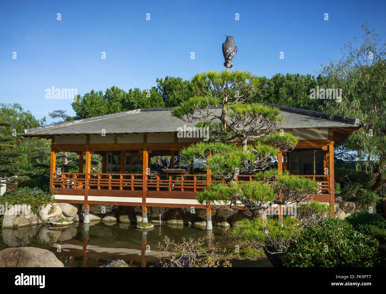 Casa da tè nel giardino giapponese di Monaco (Monte Carlo, Monaco) Foto Stock