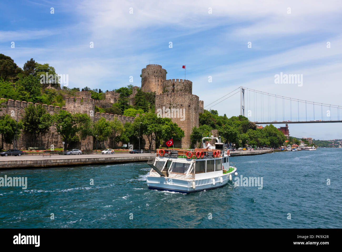 Rumeli il castello e il ponte sul Bosforo, Golden Horn, Istanbul, Turchia Foto Stock