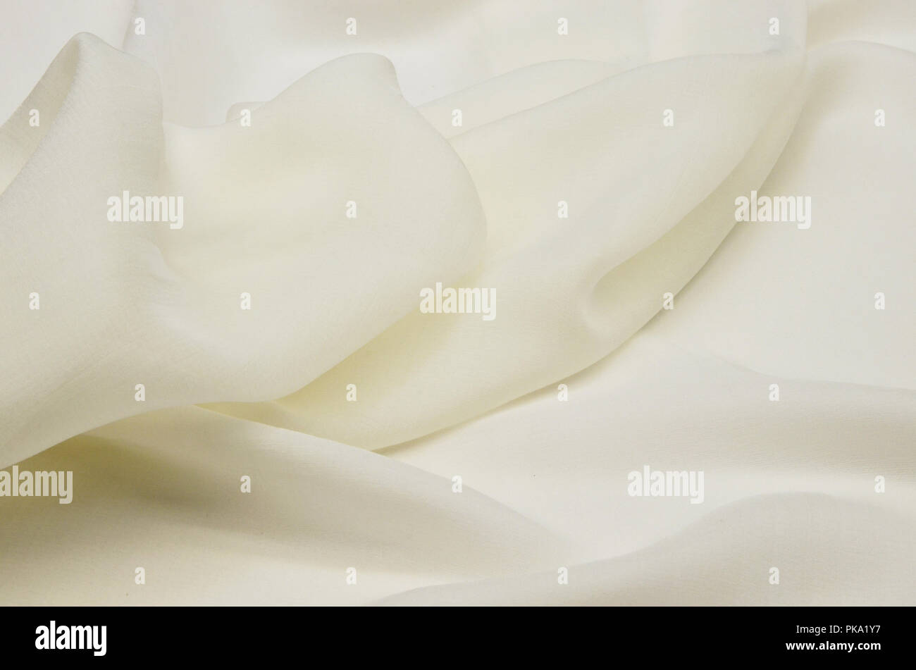 Tessuto di seta, chiffon a due strati di avorio Foto Stock