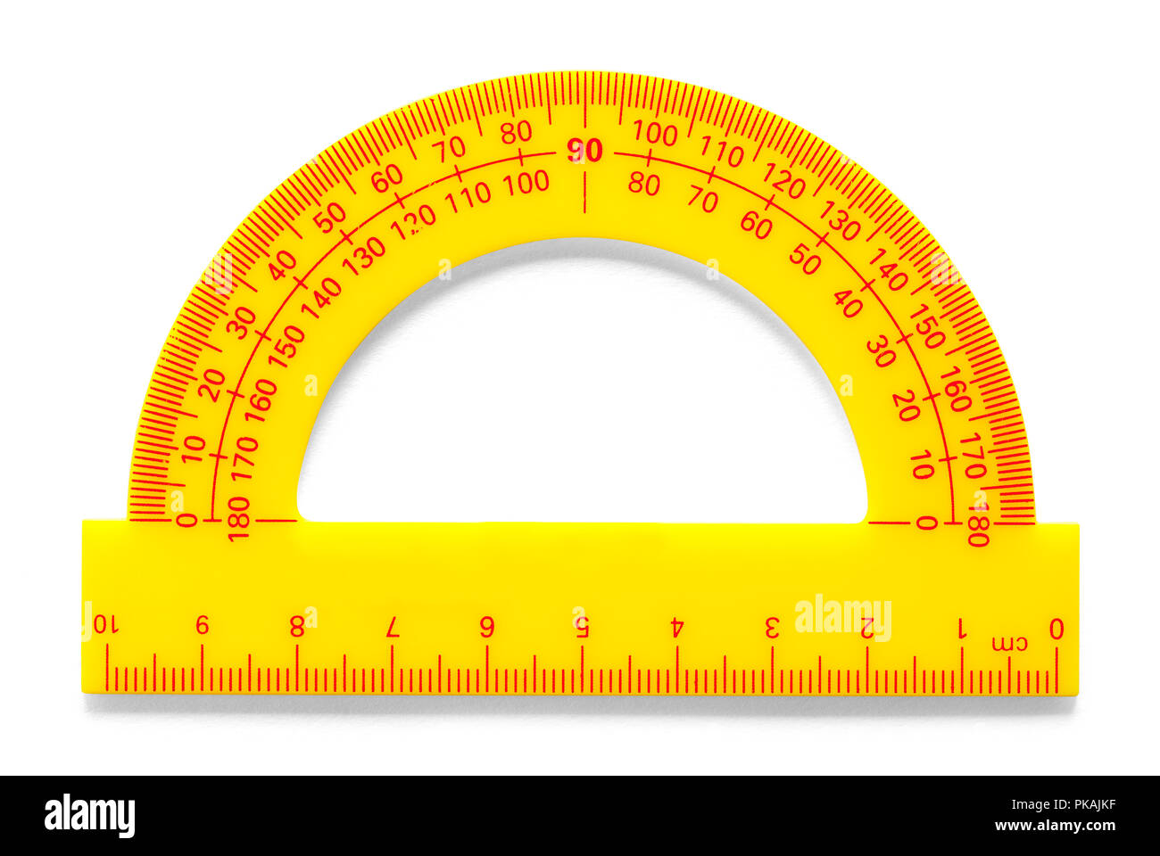 Mezzo cerchio goniometro - strumento per la matematica elementare  istruzione, disegno geometrico e architettura - illustrazione su sfondo  bianco Foto stock - Alamy