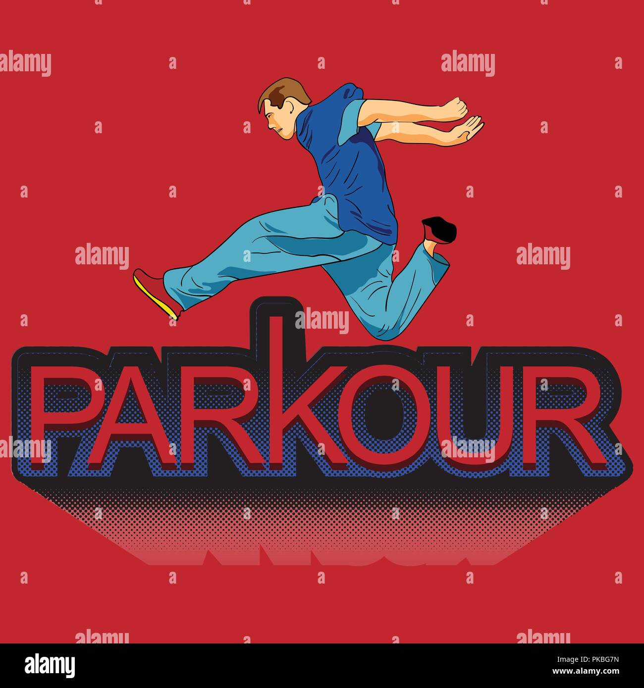 Parkour è un uomo. Balzo in Avanti. Vettore in stile pop art. Gli uomini in  abbigliamento sportivo. Stampa per tessuto Immagine e Vettoriale - Alamy
