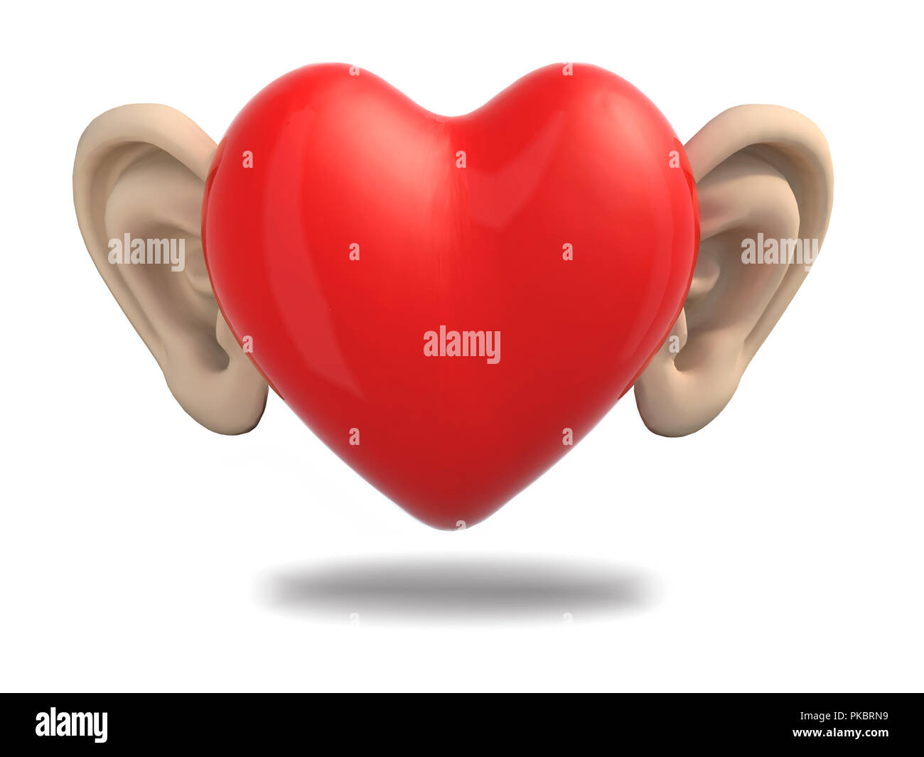 Cartone animato cuore con orecchie, 3d illustrazione Foto Stock