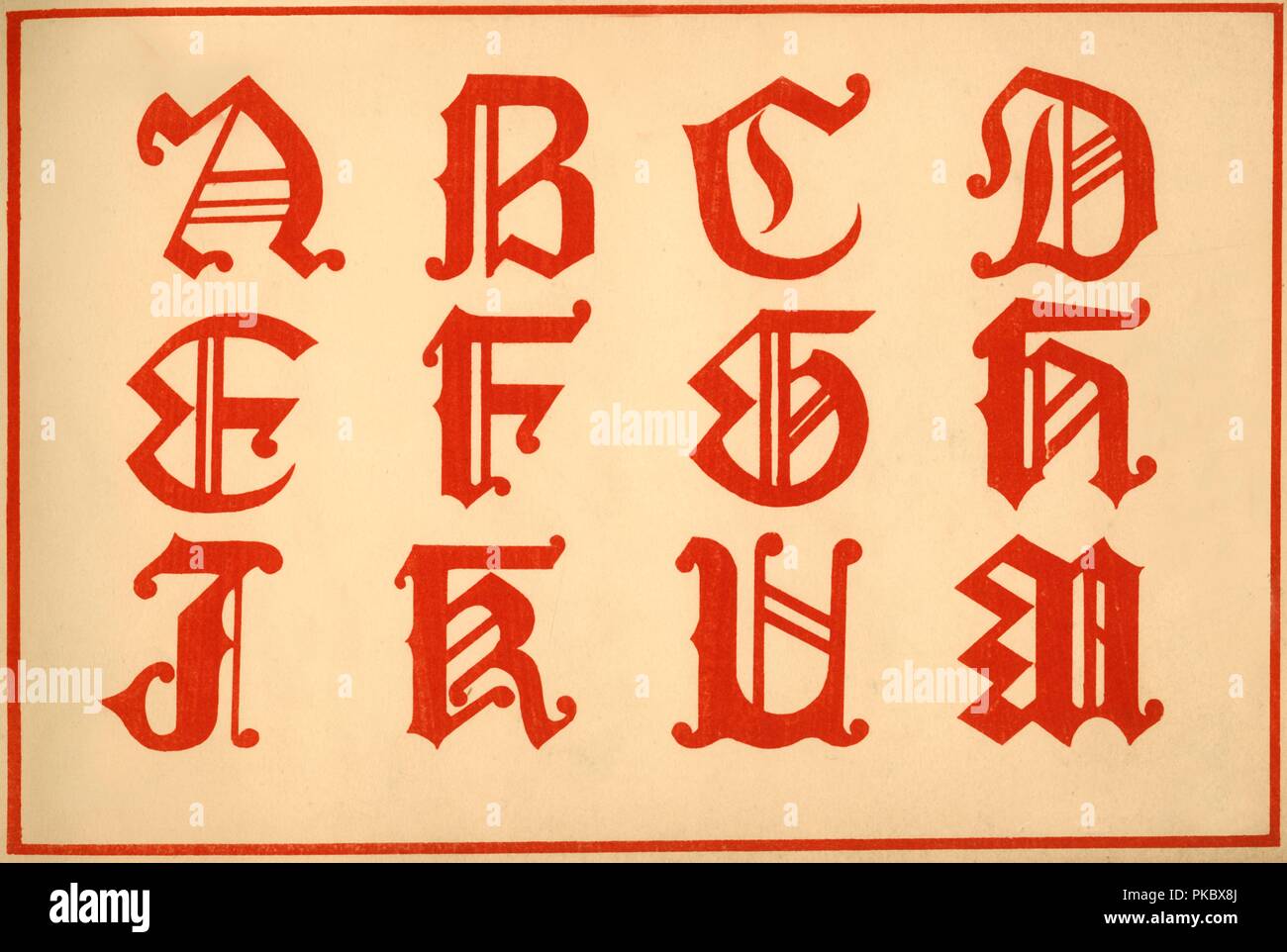 Alfabeto, lettere A-M, custodia superiore. Artista: sconosciuto. Foto Stock