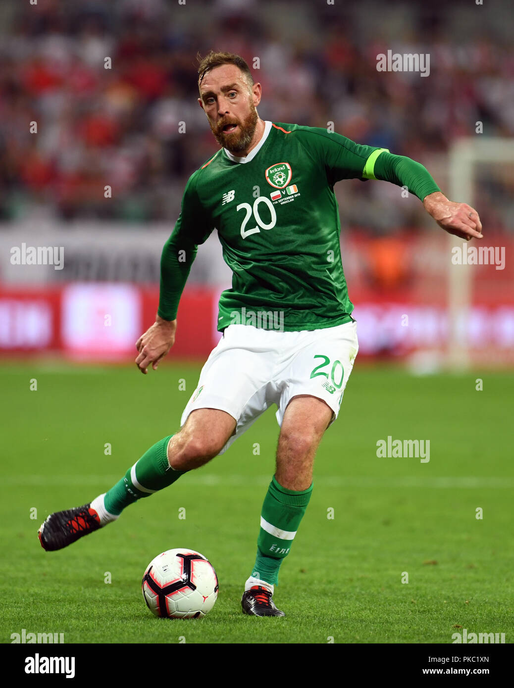 Wroclaw, Polonia. 11 Sett 2018. International partita amichevole tra la Polonia e la Repubblica di Irlanda o/p: Richard Keogh (Repubblica di Irlanda) Credito: Maciej Gillert/Alamy Live News Foto Stock