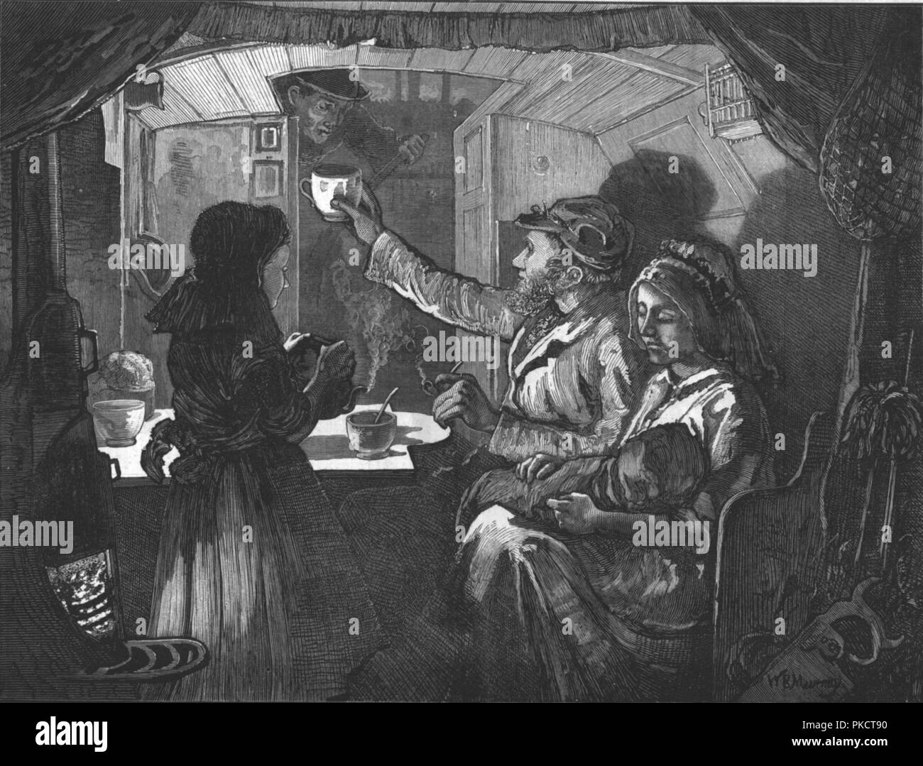 'Canal Vita - Tea Time su una scimmia barca", 1874. Artista: William Bazett Murray. Foto Stock