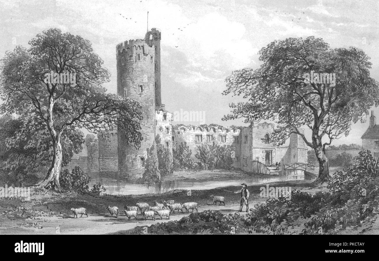 Castello di Caister, nei pressi di Great Yarmouth, Norfolk, c1840. Artista: Newman & Co. Foto Stock