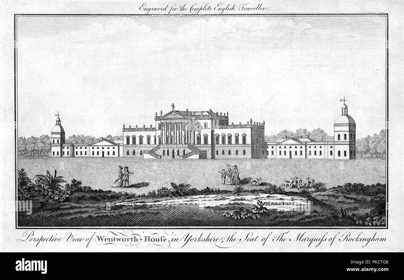 'Vista prospettica di Wentworth-House nello Yorkshire; la sede del marchese di Rockingham', 1771. Artista: sconosciuto. Foto Stock