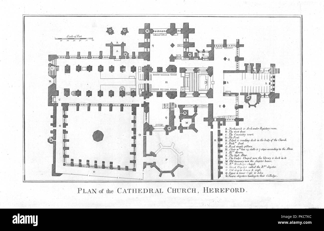 " Il piano della chiesa cattedrale, Hereford.", fine XVIII secolo. Artista: sconosciuto. Foto Stock