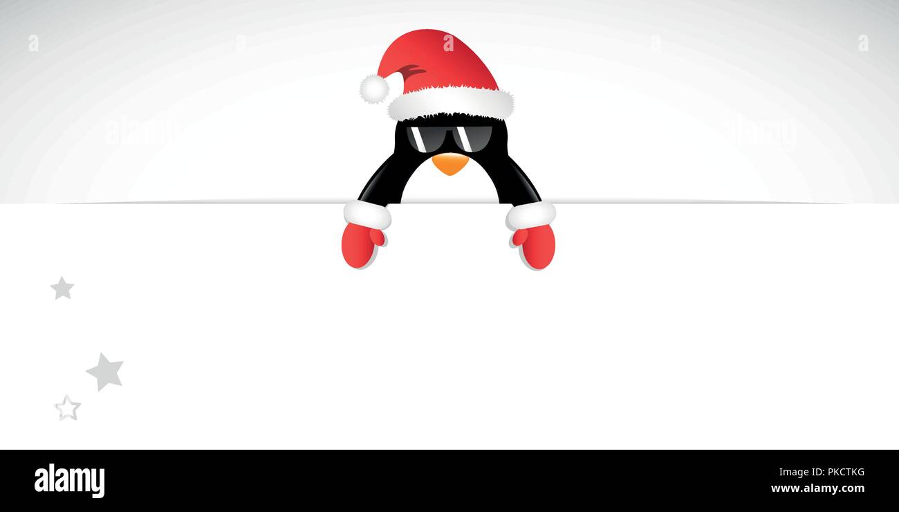 Cool penguin con occhiali da sole e guanti rossi buon natale illustrazione vettoriale EPS10 Illustrazione Vettoriale