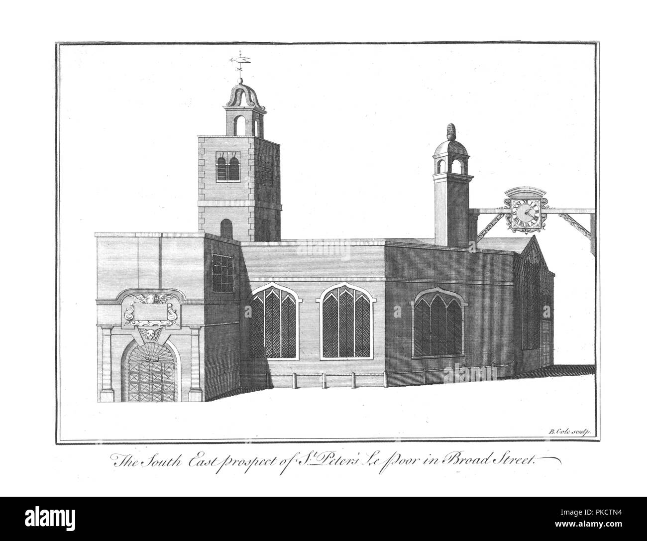 " Il Sud Est prospettiva della Basilica di San Pietro le poveri in Broad Street.', C1756. Artista: Benjamin Cole. Foto Stock