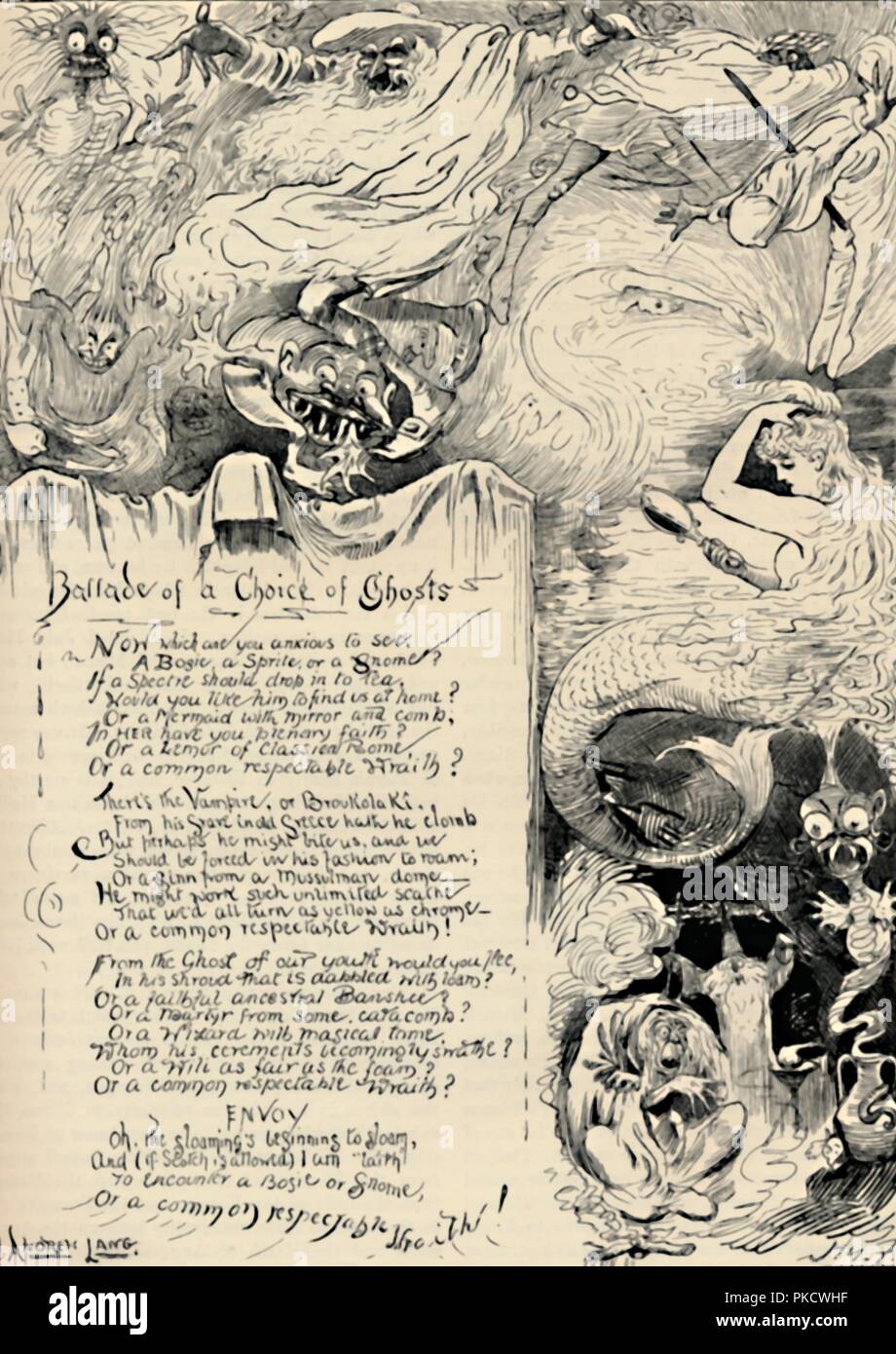 "Ballade di una scelta di fantasmi', 1886. Artista: Harry Furniss. Foto Stock