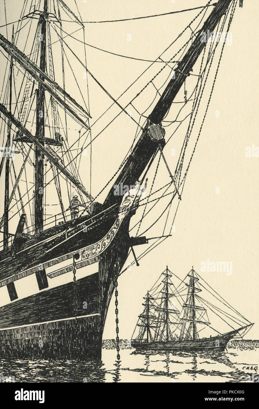 'Il Cutty Sark (1869), in Falmouth Harbour", (1938). Artista: sconosciuto. Foto Stock