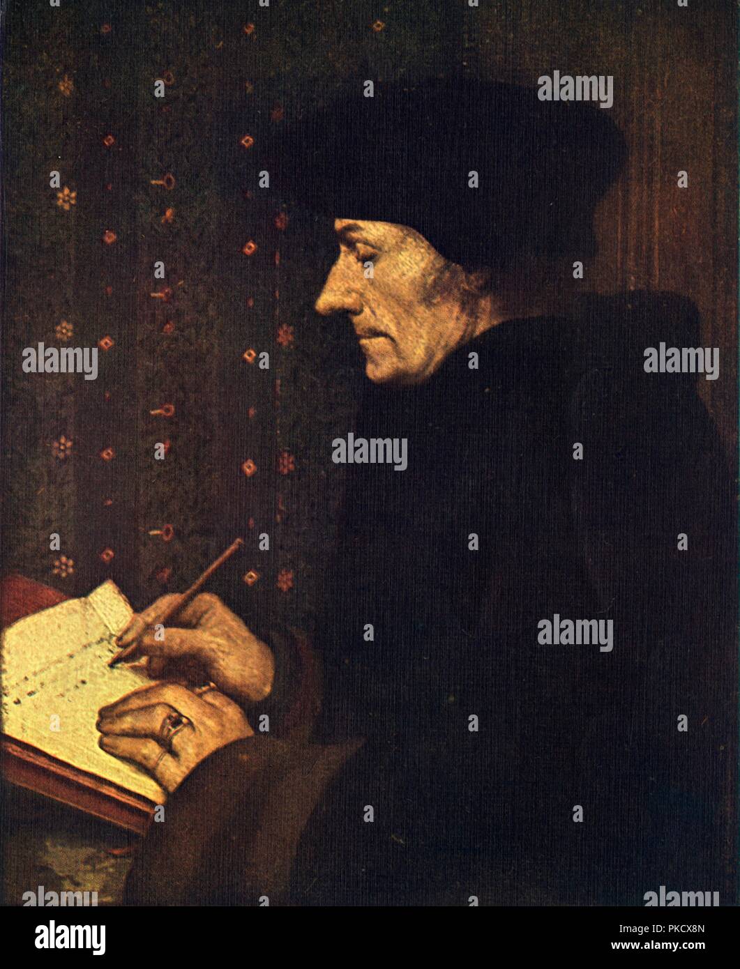 "Erasmus", 1523, (1909). Artista: Hans Holbein il Giovane. Foto Stock