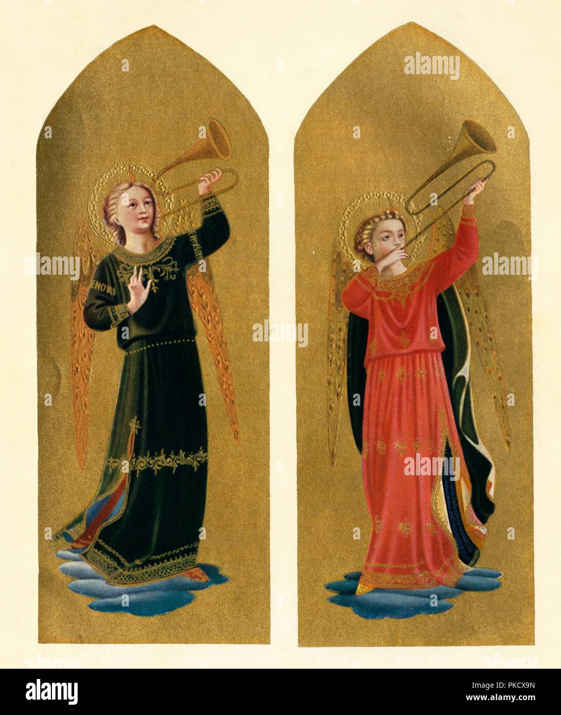 "Due angeli con le trombe di', del XV secolo, (c1909). Artista: Beato Angelico. Foto Stock
