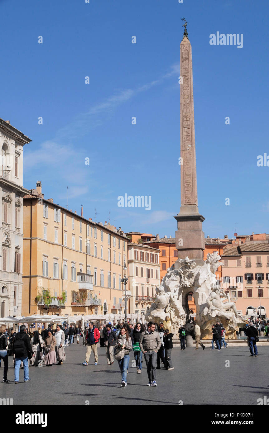 Italia Lazio Roma Centro Storico, Piazza Navona, Piazza vista. Foto Stock