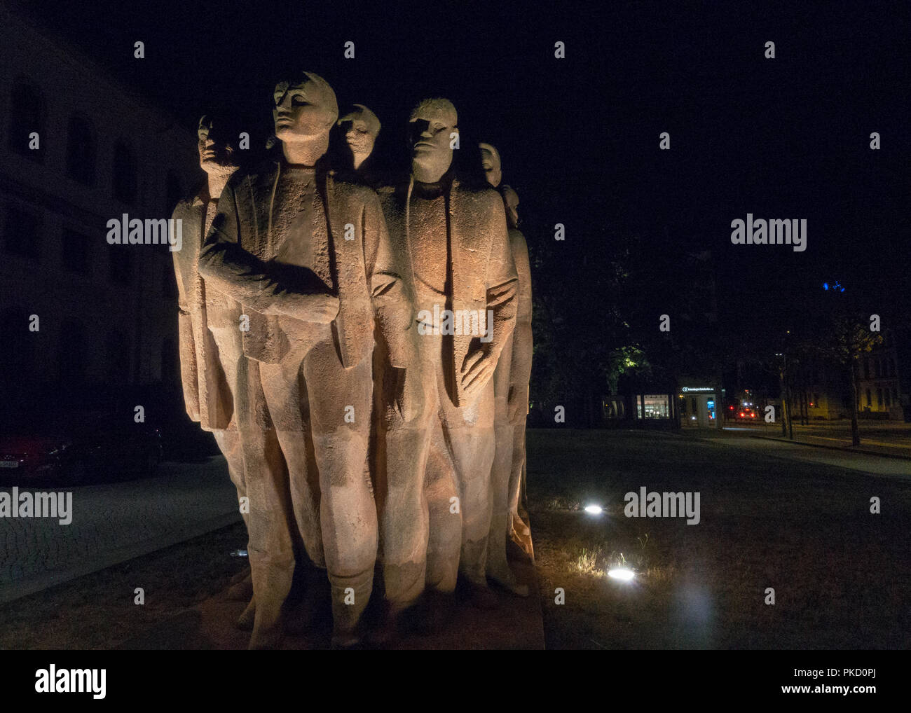 Era comunista scultura Agosto Fighters, Chemnitz, in Sassonia, Germania Foto Stock