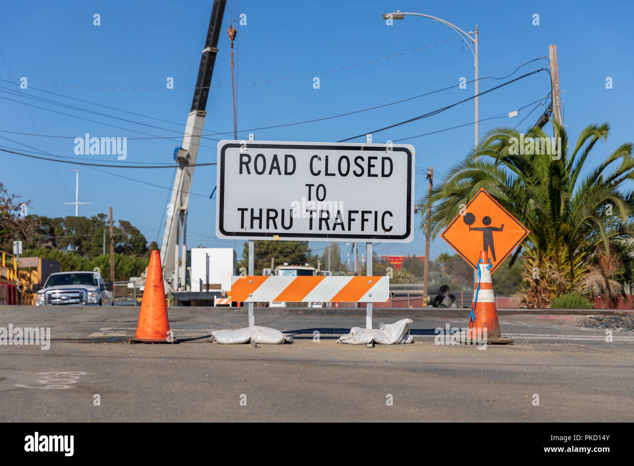 Strada chiusa al traffico passante, segno; Santa Clara County, California, Stati Uniti d'America Foto Stock