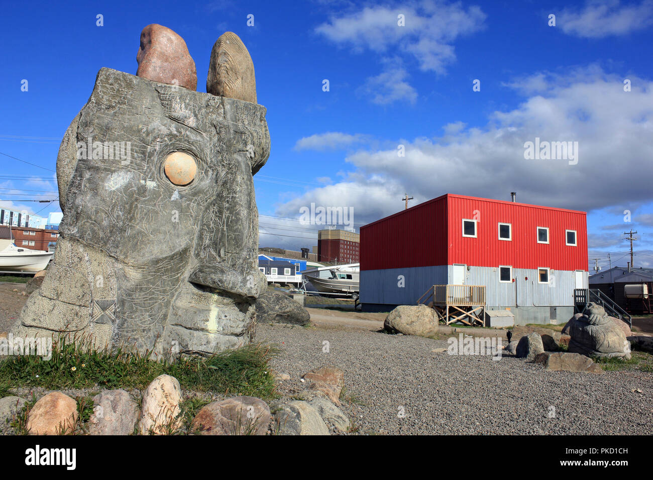 Faccia Inuit Carving Foto Stock