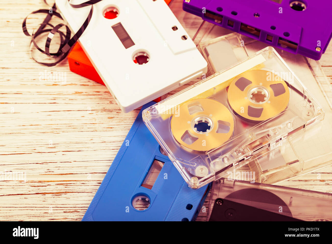 Compact Audio cassetta a nastro sullo sfondo Foto Stock
