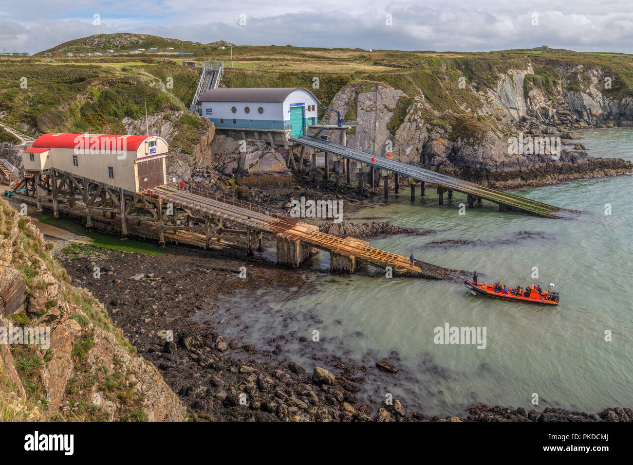 St Davids scialuppa di salvataggio Stazione, St Davids, Pembrokeshire, Wales, Regno Unito, Europa Foto Stock