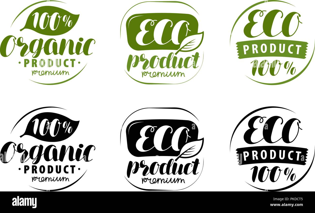 Eco logo o etichetta. Set di sano e naturale, prodotto organico badge. Illustrazione Vettoriale Illustrazione Vettoriale