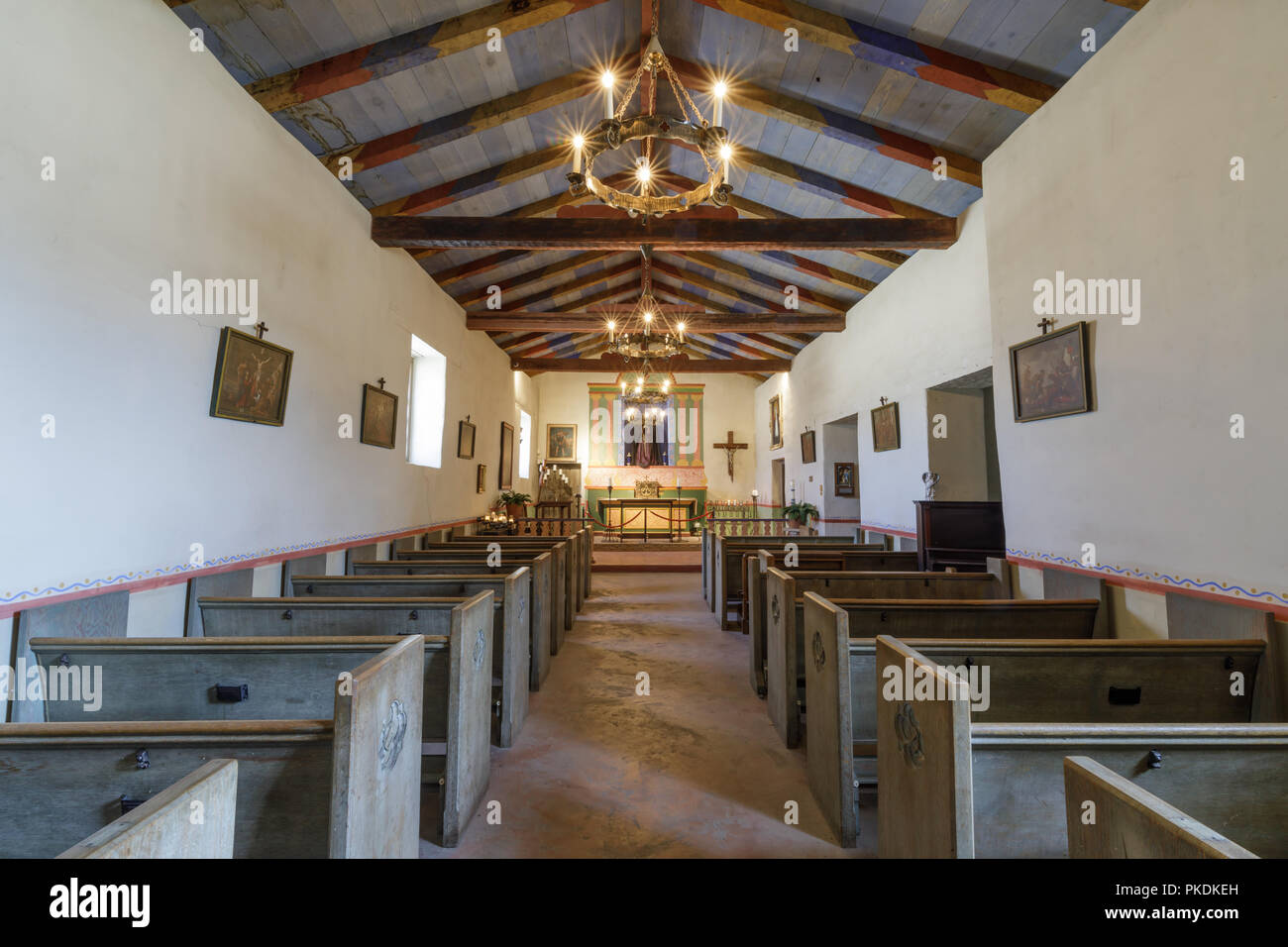 Soledad, California - Agosto 26, 2018: interni di missione Soledad cappella. Foto Stock