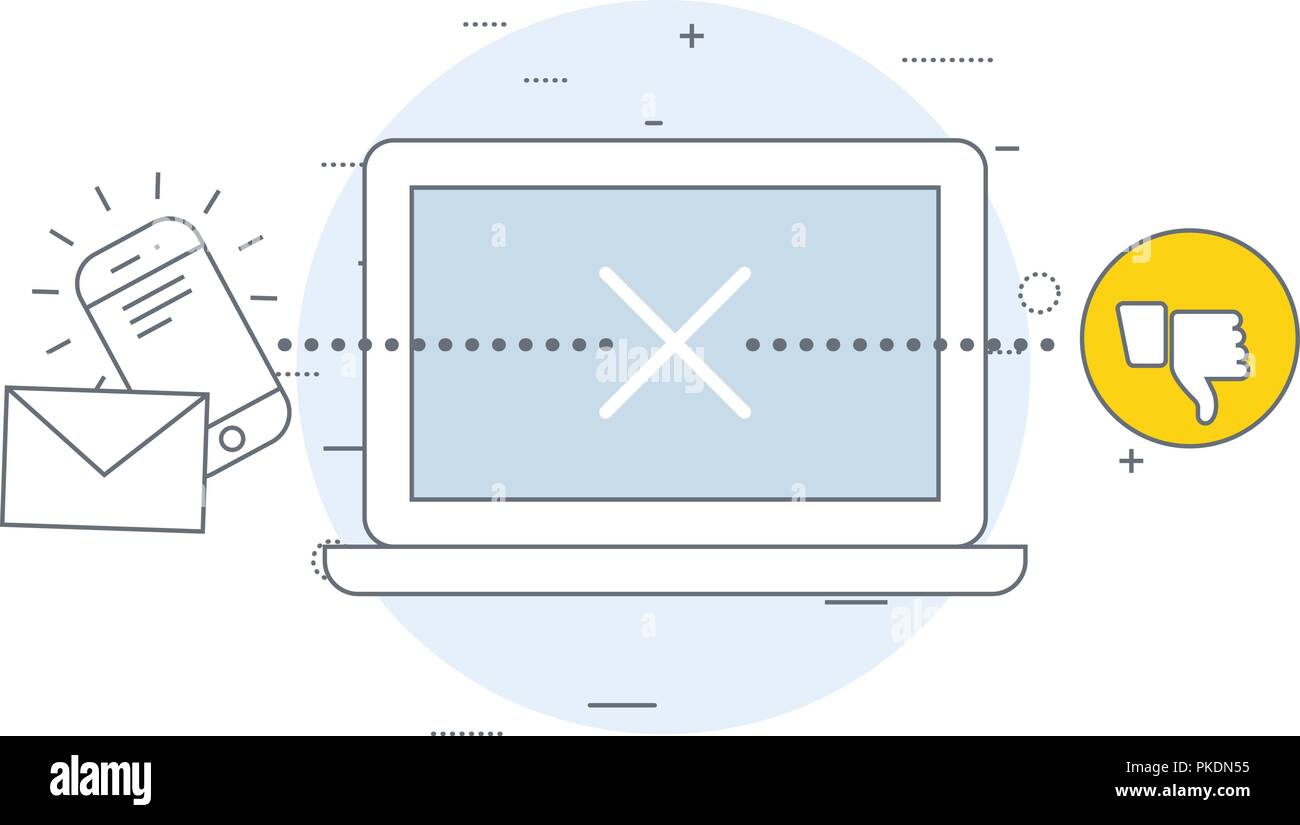 Messaggi non recapitati icona - scarsa comunicazione e servizio pessimo Illustrazione Vettoriale