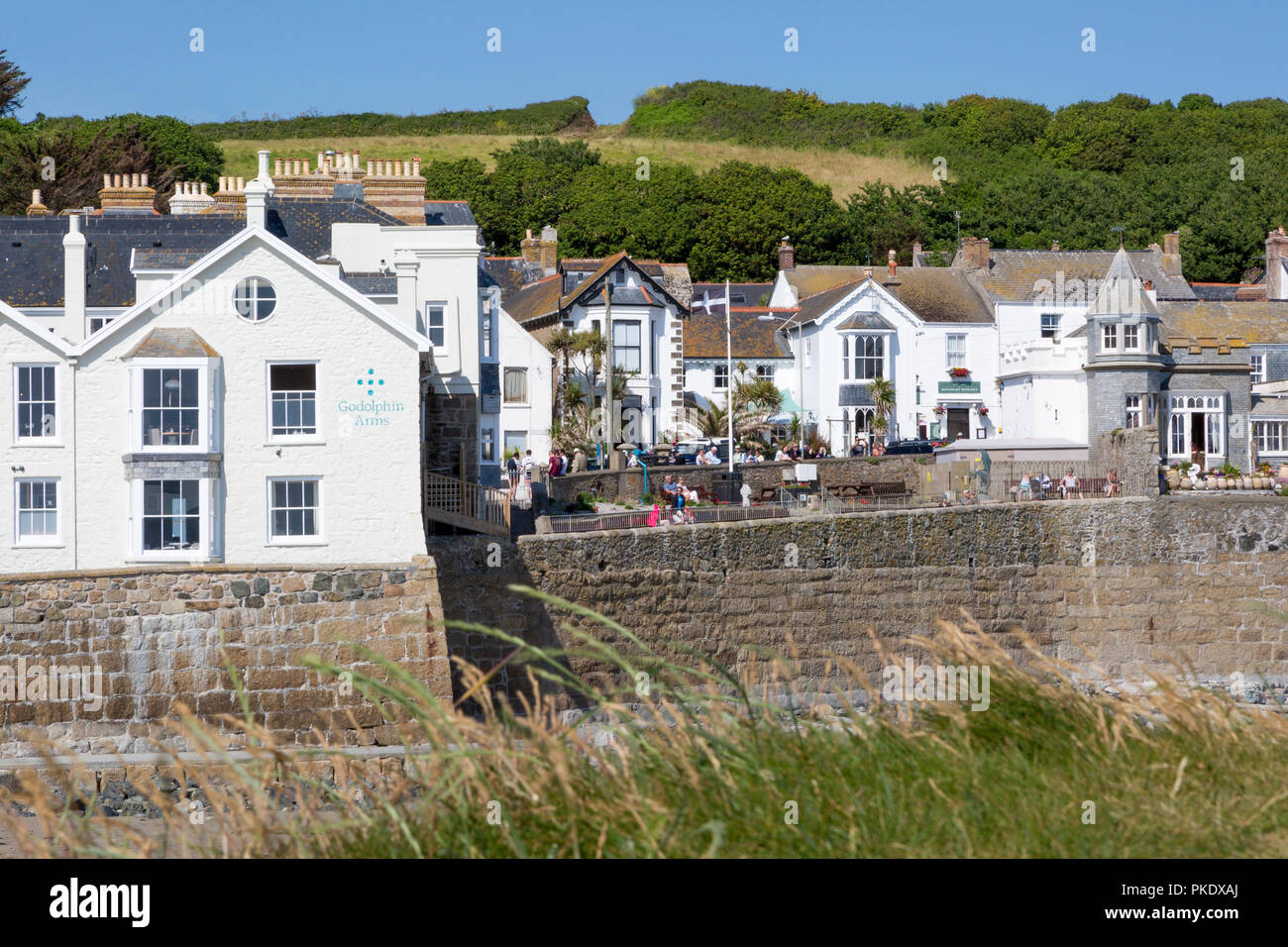Città costiera di Marazion, Cornwall, Inghilterra Foto Stock