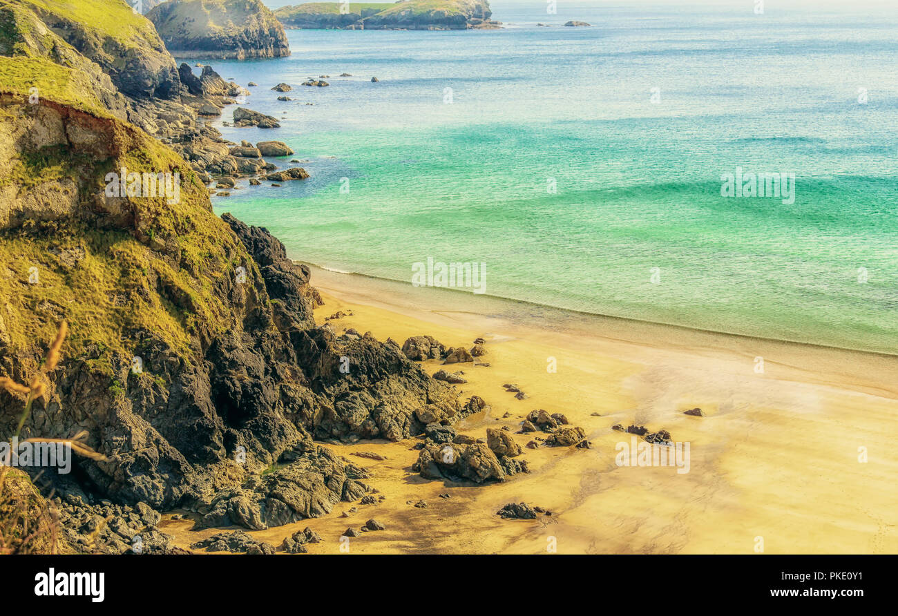 Viste di Mullion Cove, Cornwall Regno Unito Foto Stock