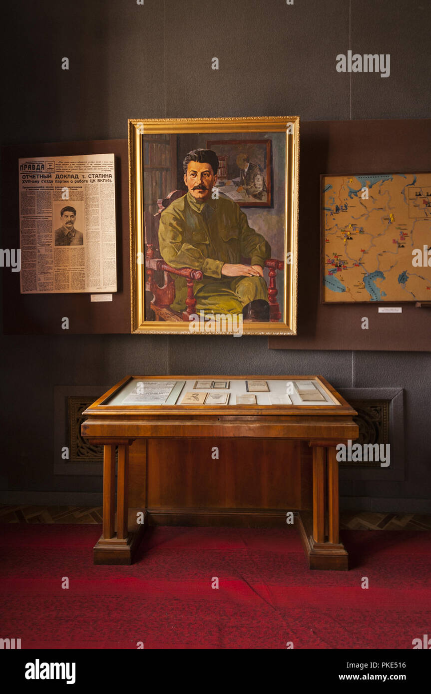 La Georgia, Gori, Stalin Museo, presenta interni, Joseph Stalin pittura Foto Stock