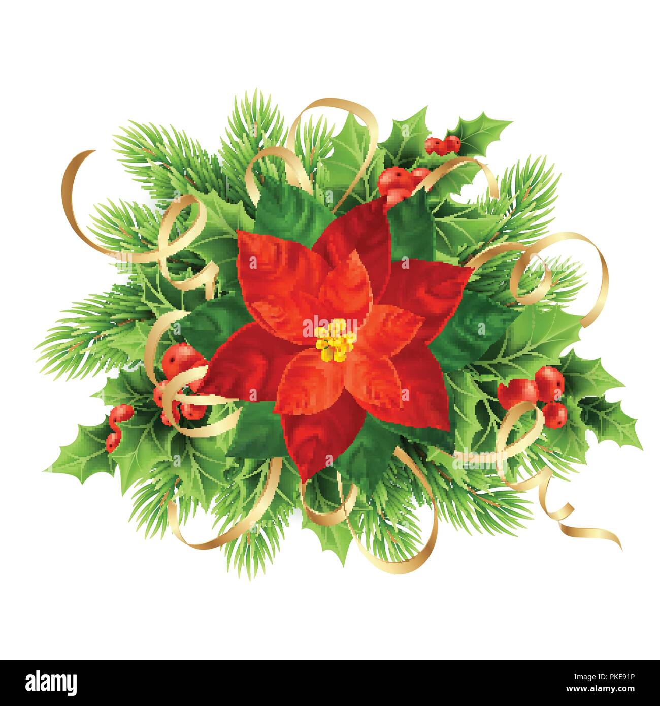 Red poinsettia flower illustrazione di Natale Illustrazione Vettoriale
