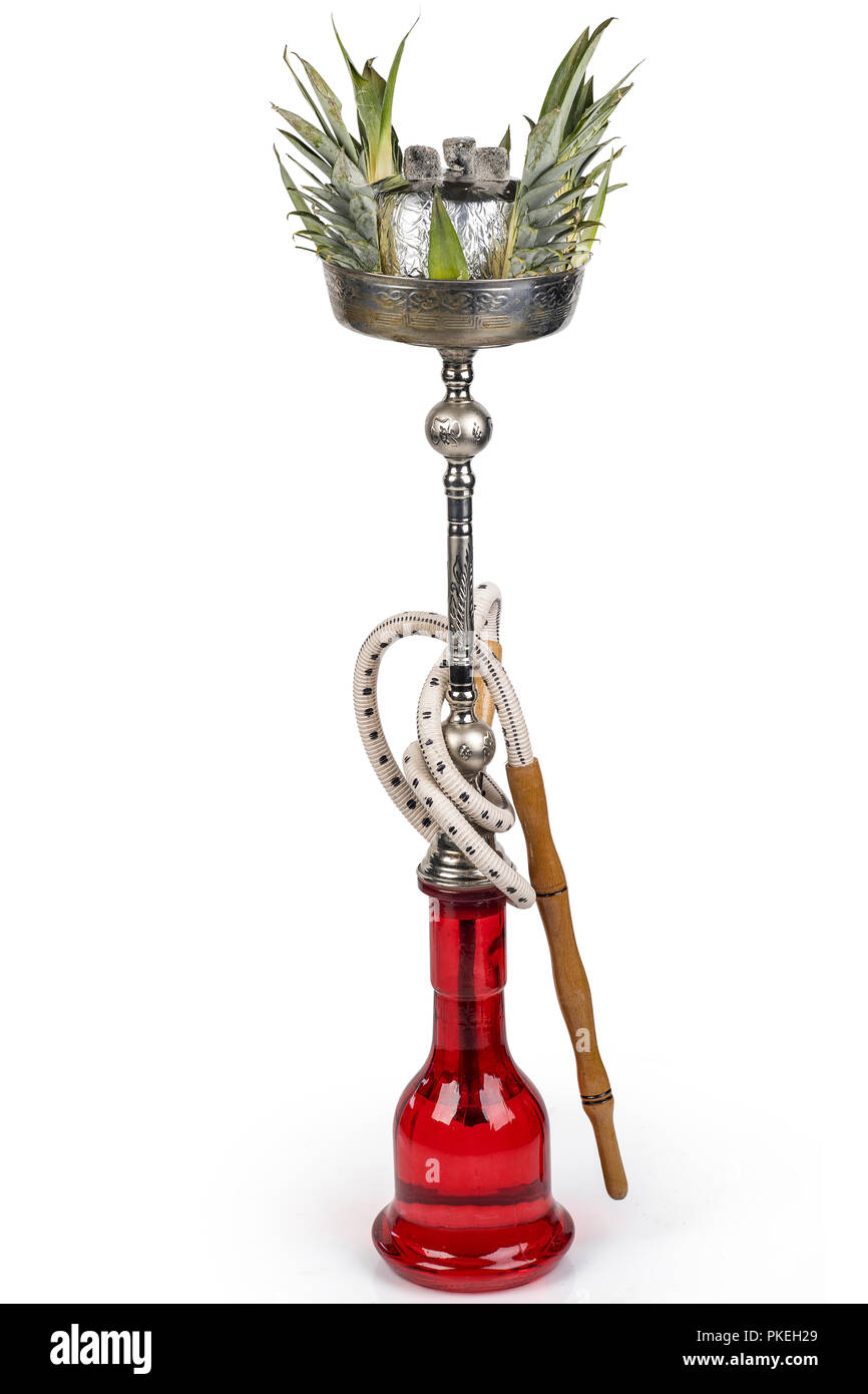 Shisha isolati su sfondo bianco, narghilè, percorso di clipping incluso Foto Stock