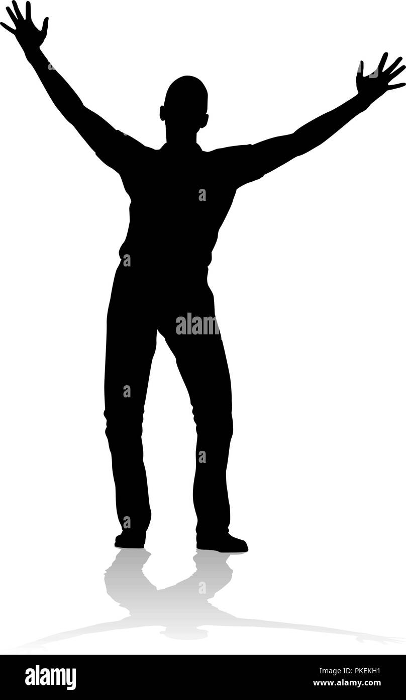 Uomo a braccia alzate persona Silhouette Illustrazione Vettoriale