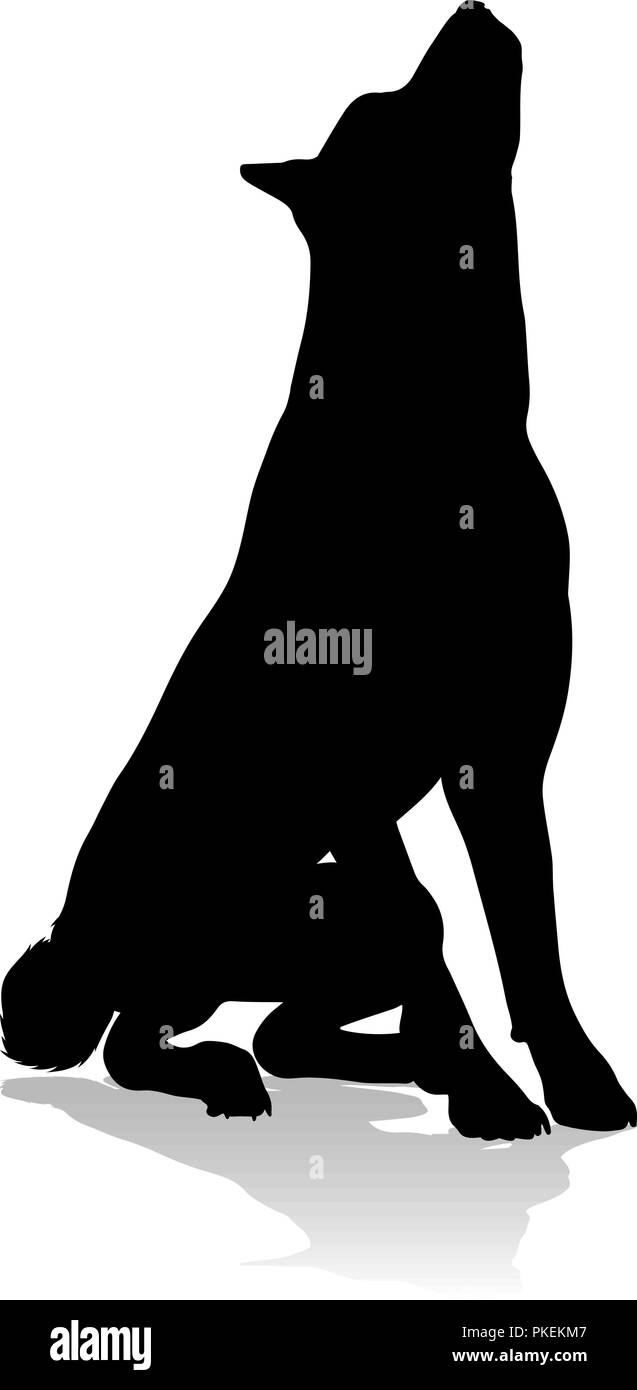 Silhouette cane animale domestico Illustrazione Vettoriale