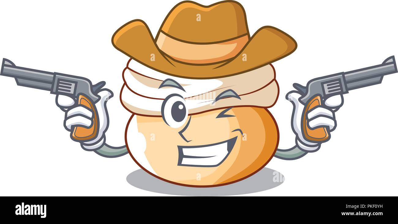 Cowboy cartoon semla bun con pasta di mandorle Illustrazione Vettoriale