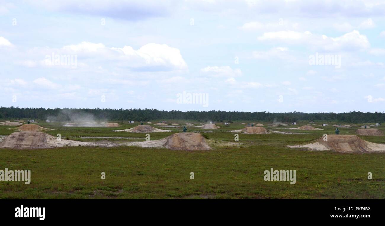 Gli obiettivi sono in alto e innestata durante la Task Force Ultimate, funzionamento freddo acciaio II, ospitato dalla U.S. Esercito degli affari civili e psicologica del comando di funzionamento (Airborne) in corrispondenza della giunzione baseGuire-Dix Mc-Lakehurst, N.J., 31 luglio 2018. Funzionamento a freddo è di acciaio negli Stati Uniti La riserva di esercito di equipaggio è servita la qualifica di armi ed esercizio di convalida per garantire che l'America dell'esercito di unità di riserva e soldati sono addestrati e pronto per la distribuzione con breve preavviso e portare la lotta contro-ready e letale di armi da fuoco a sostegno dell'esercito e ai nostri partner in tutto il mondo. Foto Stock