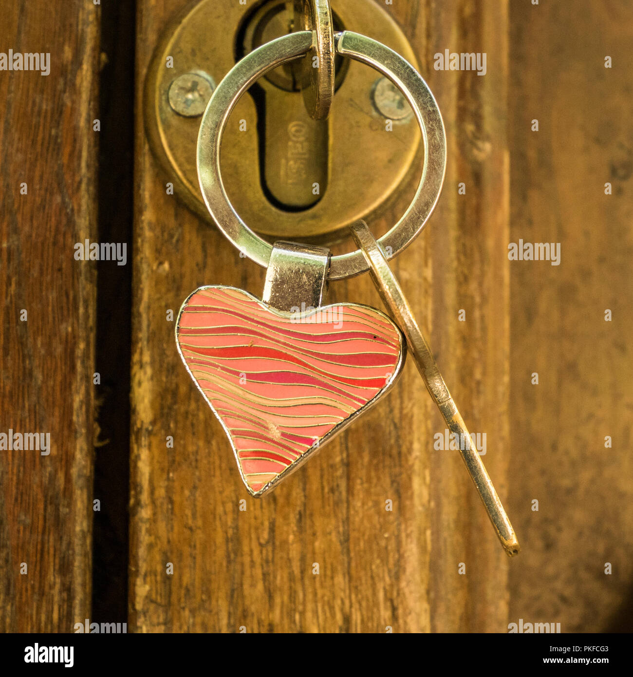 A forma di cuore ad anello chiave Foto Stock