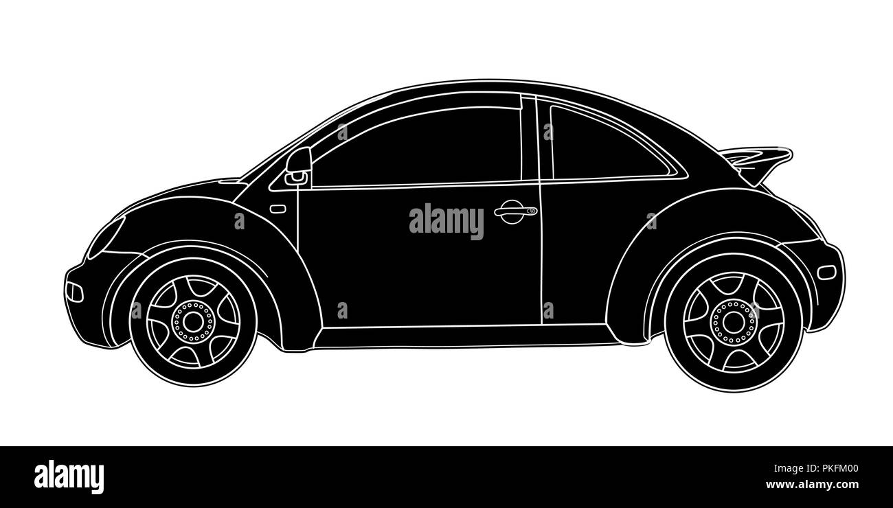 Schizzo di vettore di auto moderna disegno tecnico Illustrazione Vettoriale