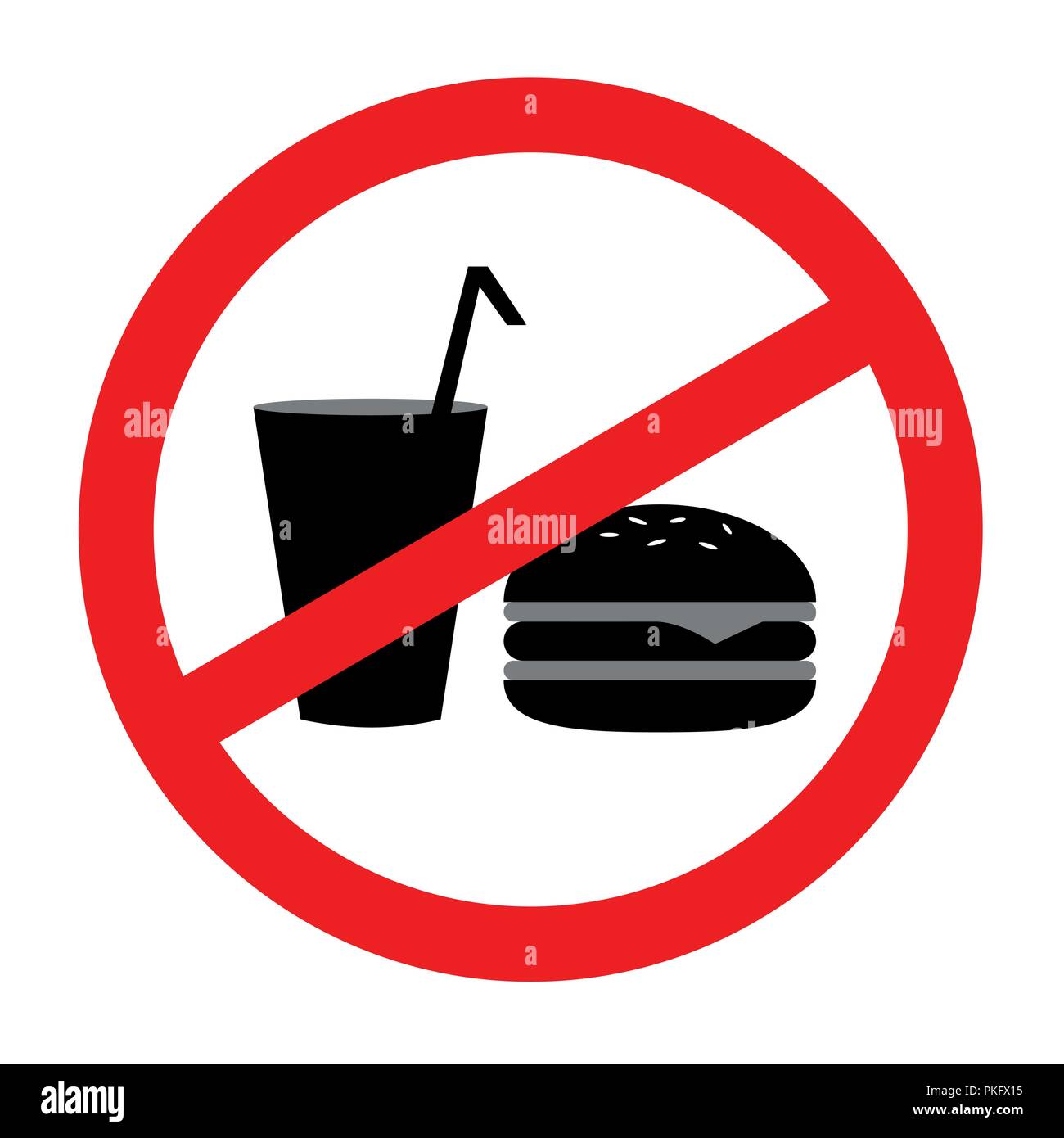 Il fast food vietato segno rosso pittogramma illustrazione vettoriale EPS10 Illustrazione Vettoriale